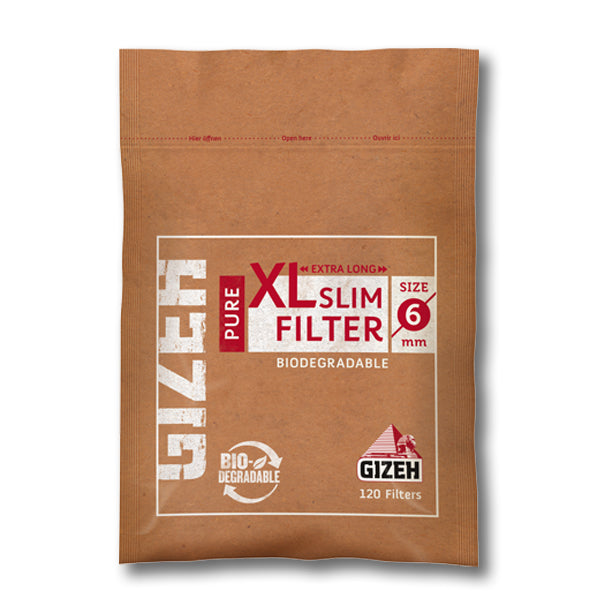 Filtre GIZEH Pure Slim Extra Lunghi 6mm Biodegradabili 10 Bustine